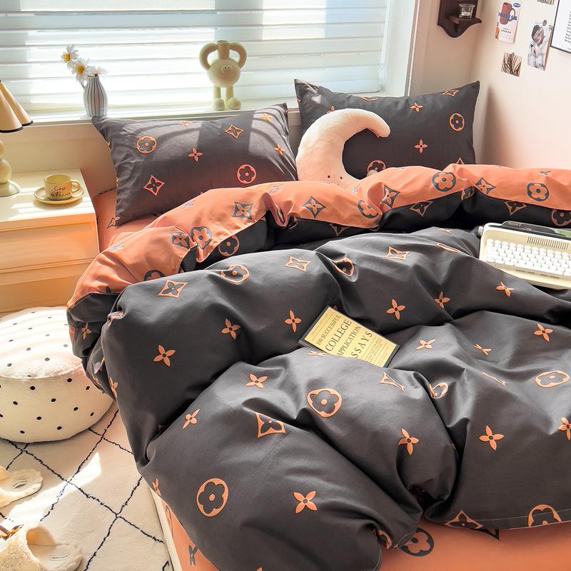 Class A Mother & Baby Fresh Style 4-Piece Brushed Skin-Friendly Washed Cotton Bedding Set