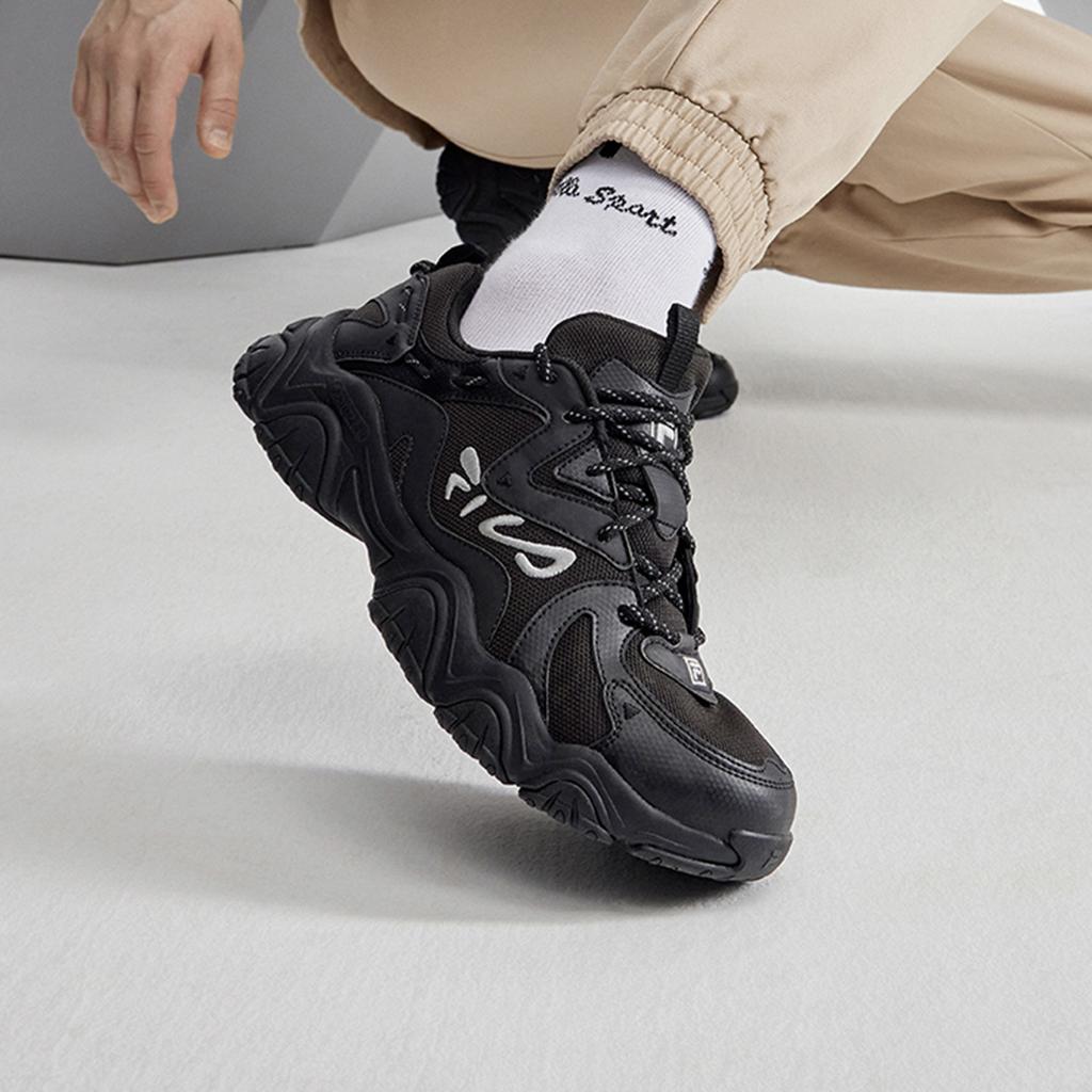 Fila Fluid 4 Cat Paw 4.0 Fashion Sports Low-Top Dad Shoes Women Sneaker Deep-Black Temperature-Change F12W312101FBK