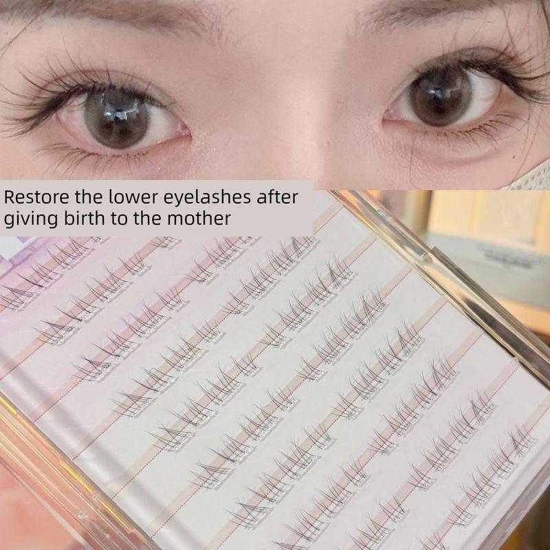 Eiyi Glue-Free Short Style Small Diagonal False Eyelashes Fox-Style Clear Natural Realistic Stemless 2026 New Model Eyelashes 10 Rows of Short Glue-Free Eyelashes Without Tools