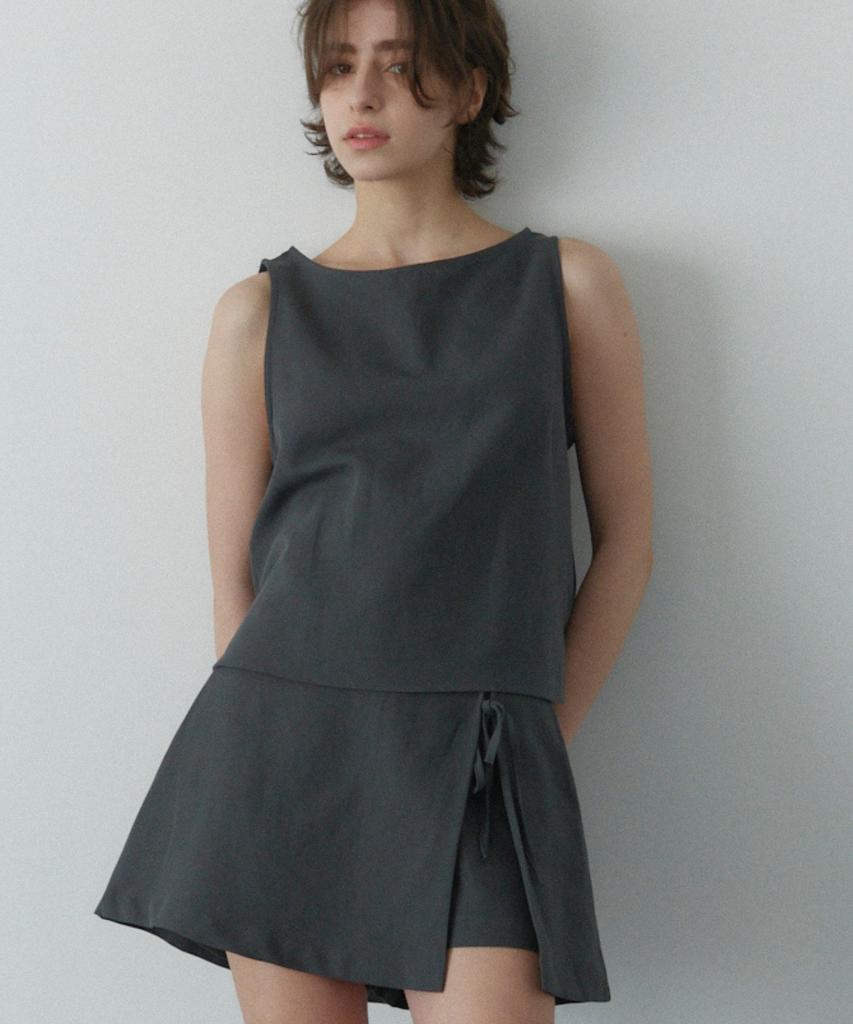 Okuka Linen Skirt Shorts - Charcoal