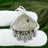 Trillion Root Chakra Natural Fossil Coral 925 Silver Bezel Elegant Boho Pendant