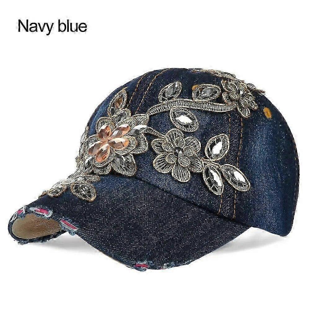 Outdoor Women Hat Rhinestone Flower Sports Baseball Cap Cowboy Sun Hat 25-26