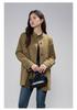 Casual drawstring stand up collar jacket, women's small waist windbreaker, loose top