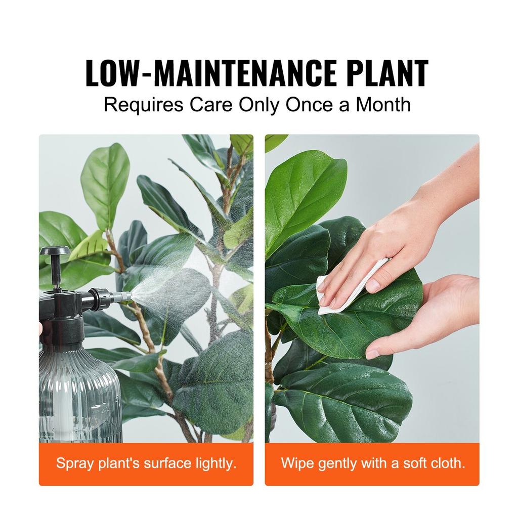 Artificial Fiddle Leaf Fig Tree, 5 FT, Secure PE Material & Anti-Tip Tilt Protection Low-Maintenance Faux Plant, Lifelike Green Fake Potted Tree for