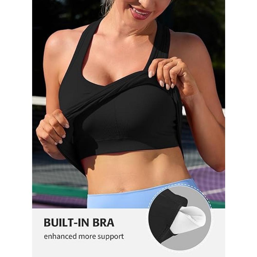 CHARMLEAKS Ostrihané cvičebné topy pre ženy Nohavé tielka s úzkym bokom všité do podprsenky Athletic Yoga Gym Top