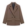 Modă Femei cu Buzunare Blazer Solid cu Piept Dublu Vintage Mâneci Lungi Guler Crestat Ținute Femei Doamnă de Birou