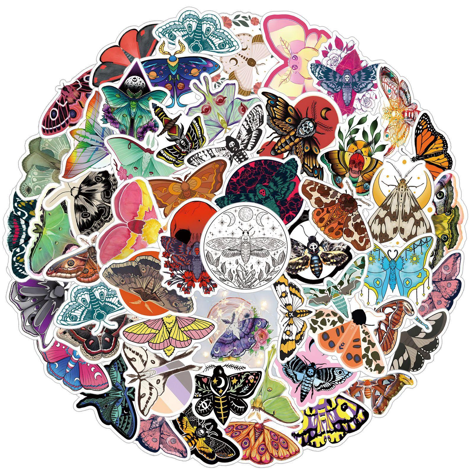 

10/60 Retro Butterfly Stickers Moths Graffiti Stickers for DIY Luggage Laptop Skateboard Motorcycle Bicycle Stickers 10pcs
