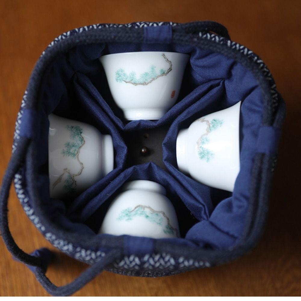 Dustproof Teacup Drawstring Cloth Pouch Breakage-proof Travel Teaware Storage Bag  Home