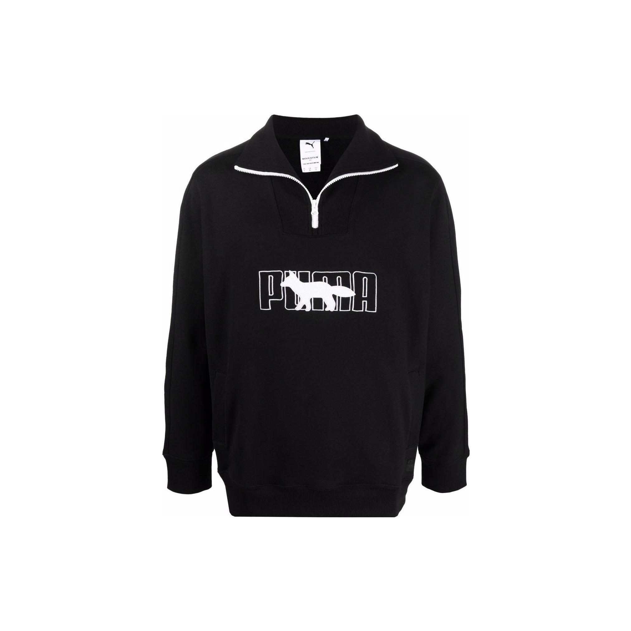 PUMA x Maison Kitsun Half Zip Sweater Black White Men s 532322-01 S