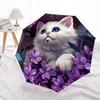 Two Kittens Hugging With A Heart Snowy Background Automatic Umbrella Retractable Design With 8 Rib Durability Lightweight All Season Women'S Umbrella
