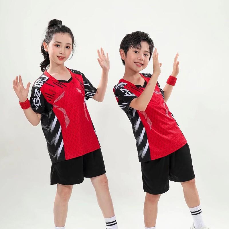 Kids Adult Badminton Training Set Short Sleeve Top Shorts Sports Uniforms Customizable
