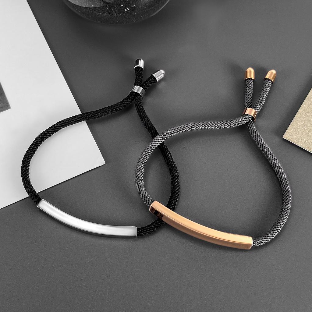 2026 European and American simple niche personalized woven fashion titanium steel couple bracelet