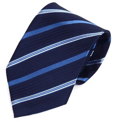 [willmatch] Men's Striped Navy Blue Necktie for Business, Interviews, Job Hunting, and Recruitment (1 Piece) A231 (Style-D)