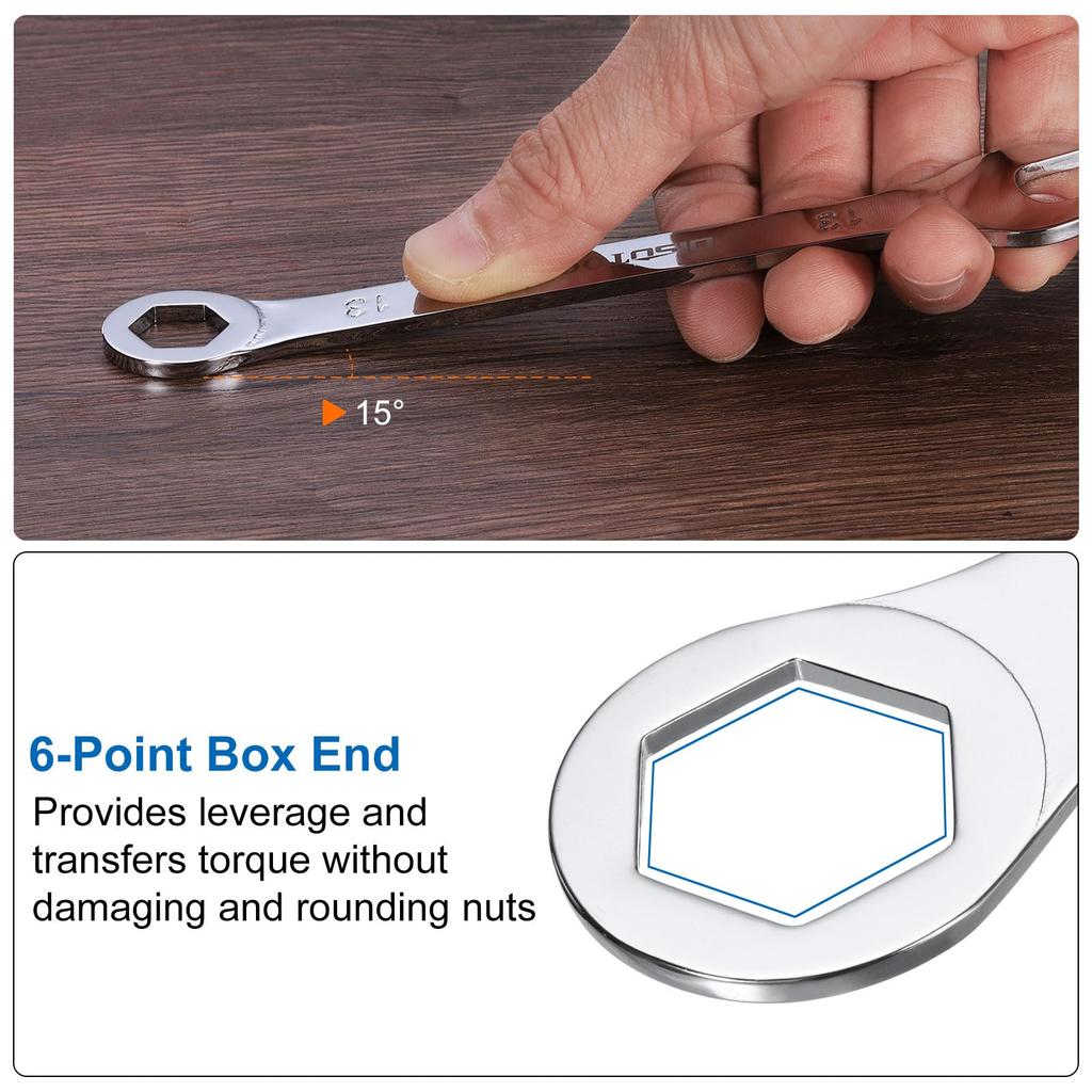 uxcell 10pcs 10mm Combination Ratchet Thin Type with Offset End and Angled Open Multifunctional Metric Mirror Chrome Plated High Carbon Steel Spanner