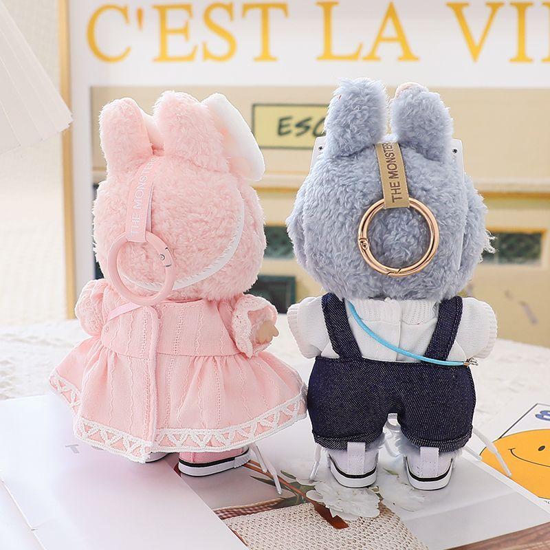 Labubu Fabric Clothes Sitting Party Vinyl Figurine Pendants Baby Clothes Shoulder Straps Pants