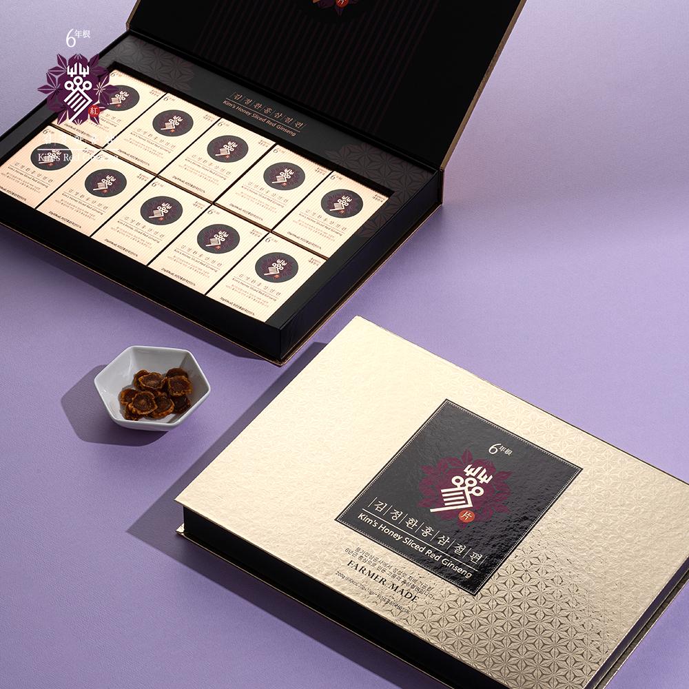 Sliced Red Ginseng Chewy Snack 200g(20gx10ea) /7.05oz. Healthy Snack, Chewy and Sweet, Sweetened by Honey