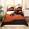 3pcs Cool Motorbike Bedding Set Dirt Bike Duvet Cover Twin Motocross Rider Comforter Cover Extreme Sports For Boys Adults