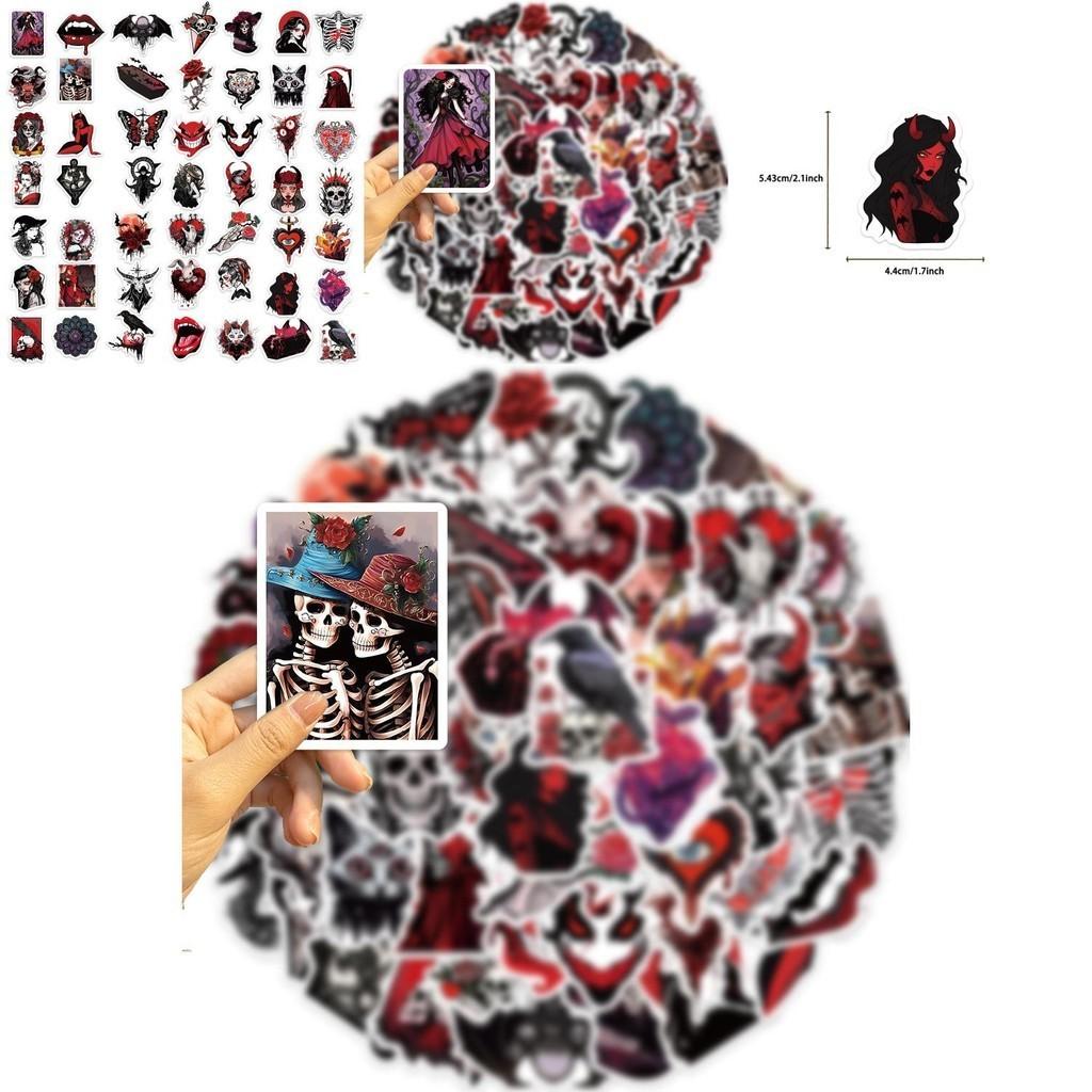 50 de Autocolante Drăguțe și Impermeabile cu Cranii de Groază și Desene cu Fete pentru Decorarea Chitarei, Caietului și Bagajelor