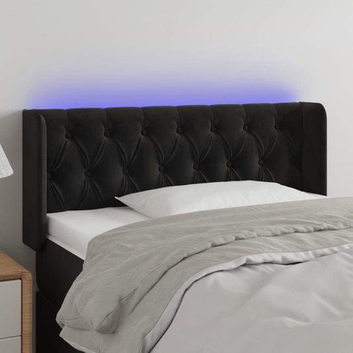 VidaXL Tête de Lit à LED Meuble de Chambre à Coucher Accessoire de Lit Simple Tête de Cadre de Lit Intérieur Noir 3123610