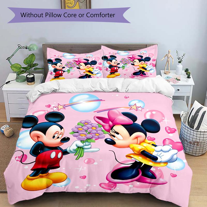 Mickey Minnie'S Sweet Moment Print 3Pcs Bedding Setduvet Cover With 2 Bedropillowcase Home Birthday Gift