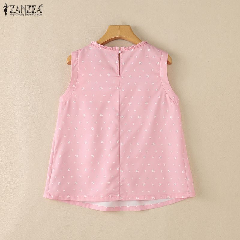 ZANZEA Canottiere Estive Casual da Donna con Girocollo, Senza Maniche e Stampa