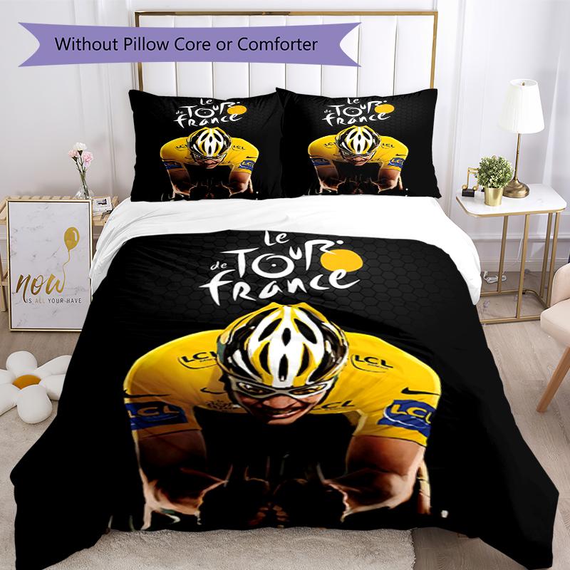 3pcs Tour de France Bedding Set Duvet Cover Closure Includes 1 Duvet Cover & 2 Pillowcases, Soft and Comfortable for All Seasons.
