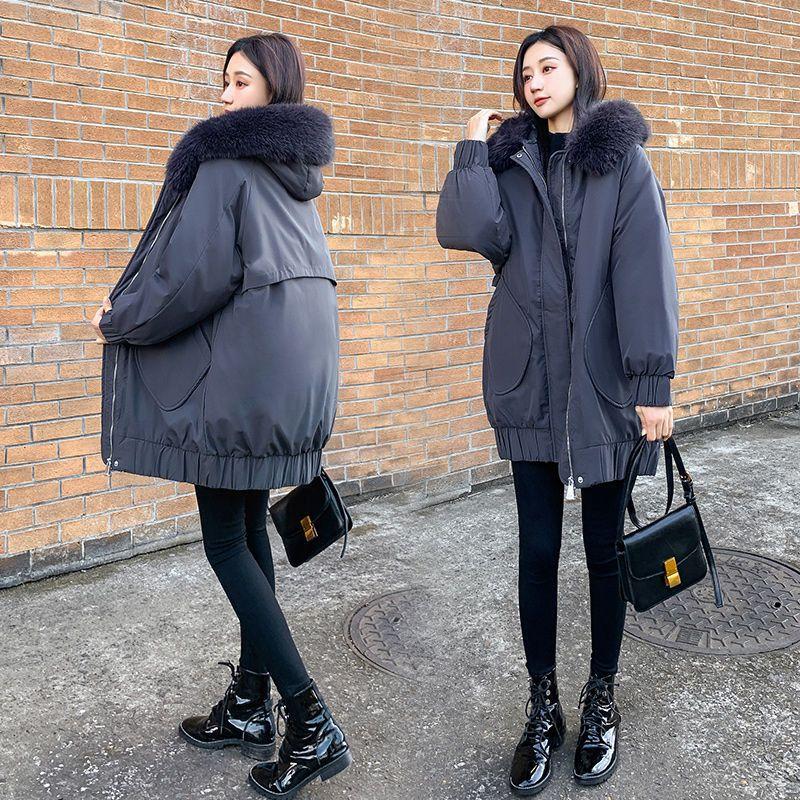 Down Cotton Clothes Women's New Winter Medium and Long Loose and Thin Large Size Thickened Large Sweater Cotton-padded Jacket