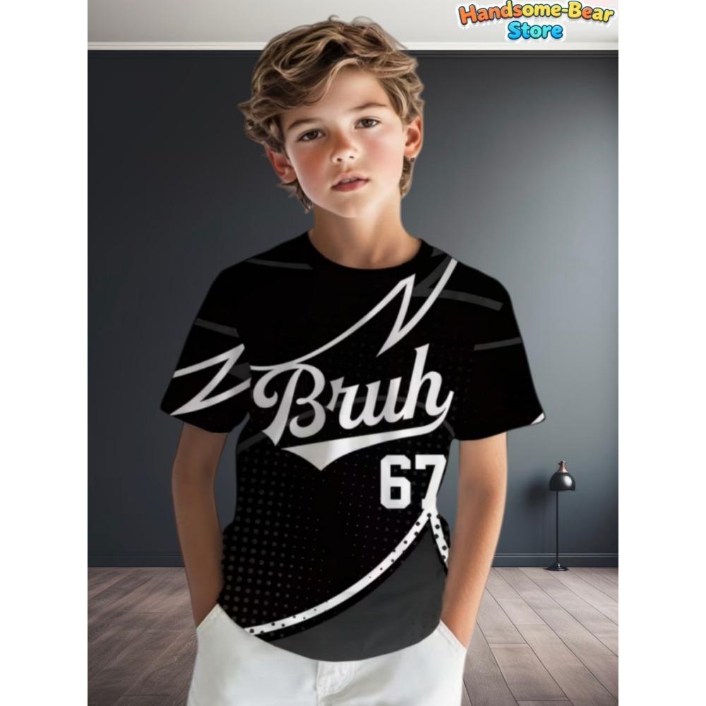 Lustiges Sechs Sieben T-Shirt für Kinder 67 Nummer 3D-Druck Sommer Kurzarm-T-Shirt Locker Basketball Sportoberteile Mode Kinderkleidung