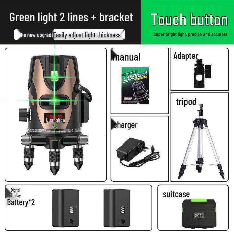High Precision Outdoor Green Laser Level: 2, 3, 5 Line Infrared, Auto-Leveling with Blue Light LD.