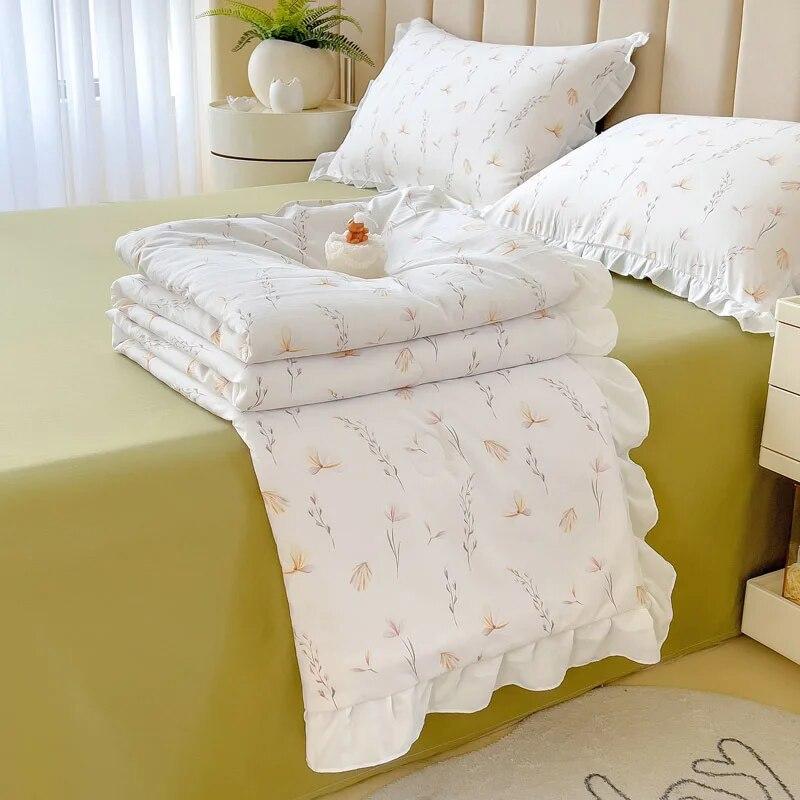 Letní chladící soupravy ložního prádla Queen King Size přikrývky Lehké Pohodlné Tenké prošívané prostěradla a povlaky na polštář Set Deky