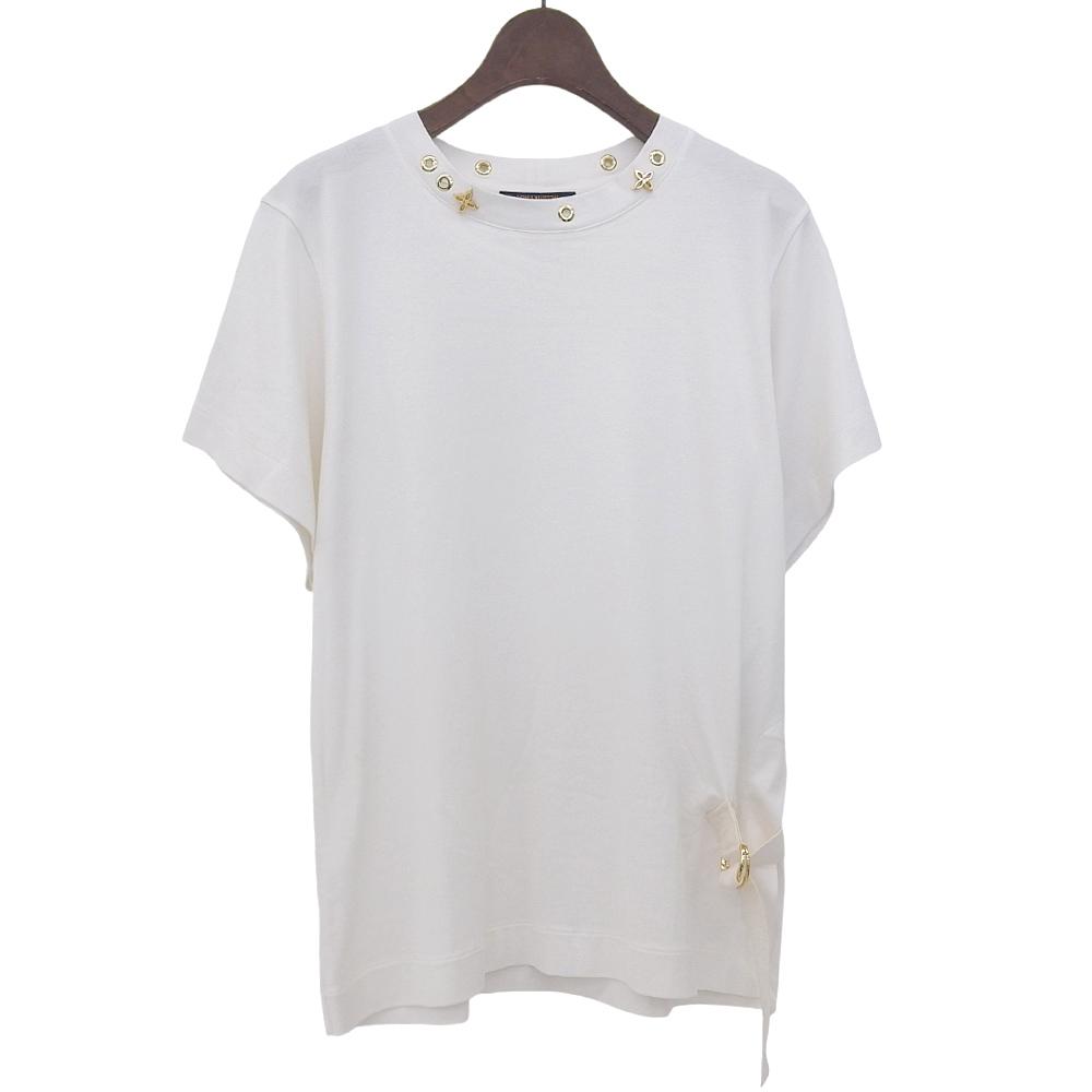 Louis Vuitton Excellent Condition Side Strap Short Sleeve T-shirt, Cotton, Women's, White, Size S, RW191W Tops S whiteUsed