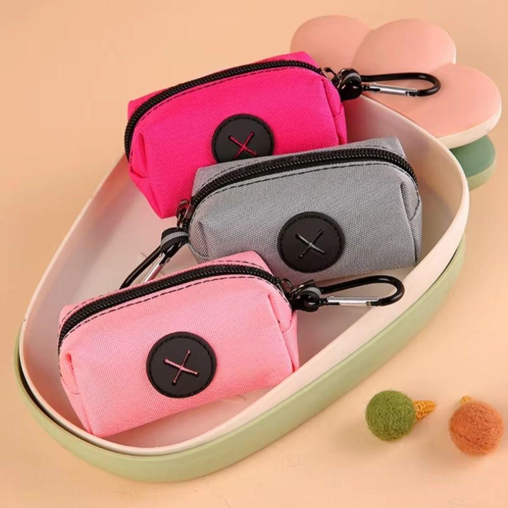 with Carabiner Clip Dog Poop Bag Holder Portable Animal Waste Collection Pouch  Walking