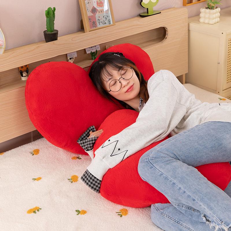 Red Heart Throw Pillow - Soft Comfortable Backrest for Sofa, Bed, or Office