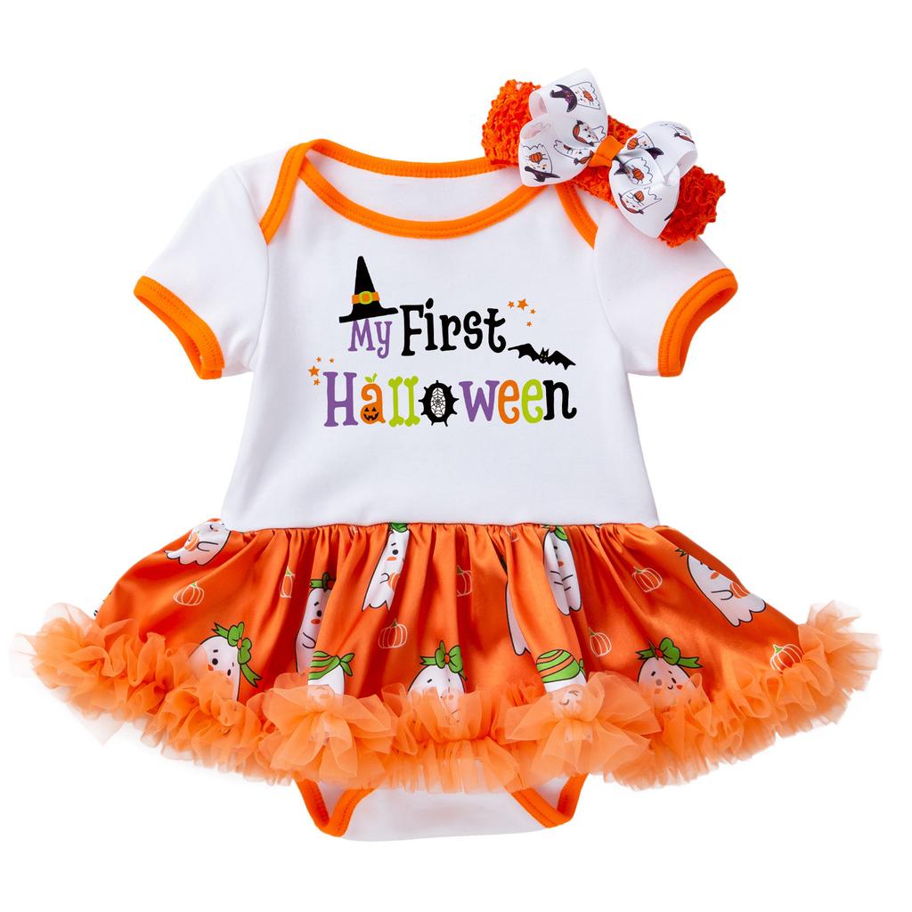Infant Baby Girls Kids Skirts Set 2PC Romper + Headband Halloween Outfits