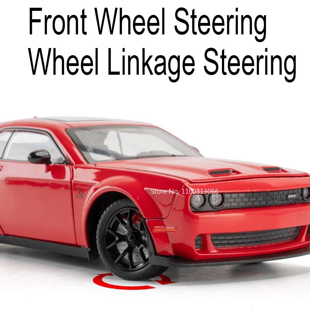 1:24 Challenger SRT Hellcat Toys Sports Cars Models Alloy Diecast Sound Light Police Car Doors Opened Vehicles Christmas Gifts