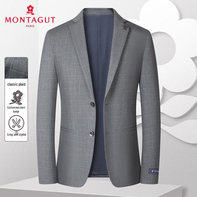 

MONTAGUT Men s Business Casual Plaid Suit Jacket 54