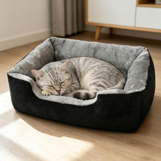 Rectangle Pet Bed Cozy Cat Orthopedic Sofa Bed Warm Plush Dog Calming Bed for Cats Dogs Multiple Sizes Colors