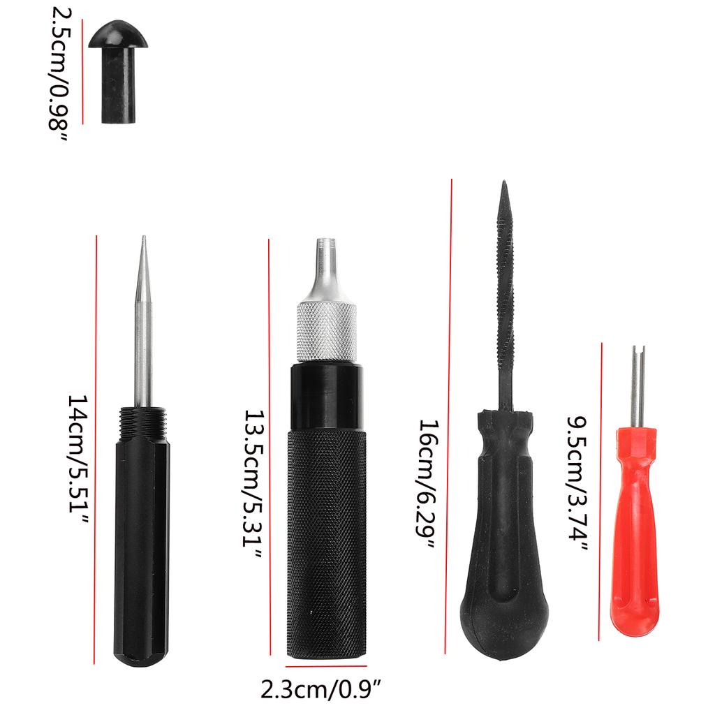 Car Motorcycle Tire Repair Plugger Tools Set Tire Wheel Repair Kit Mushrooms Plug Probe Nozzle Screwdriver Removal Install Tools