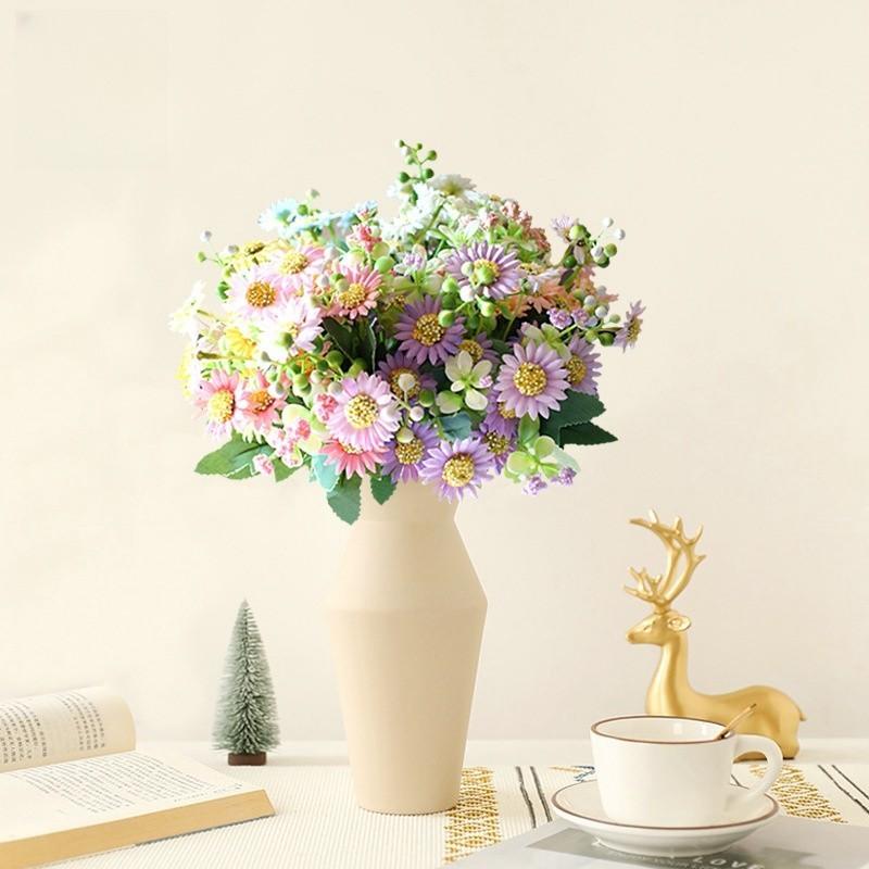 New Internet Celebrity Chamomile 15 Head Simulated Chamomile Daisy Photography Props Wedding Soft Decoration Fake Flowers Living Room Decoration