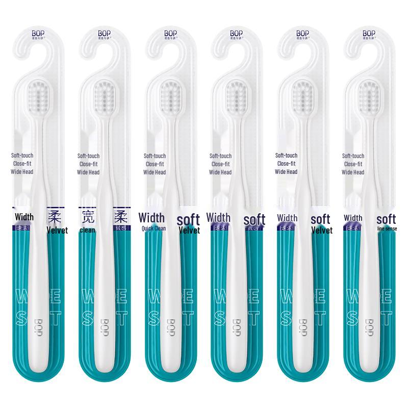 BOP Soft Bristle Wide Head Toothbrush, 7-pack
