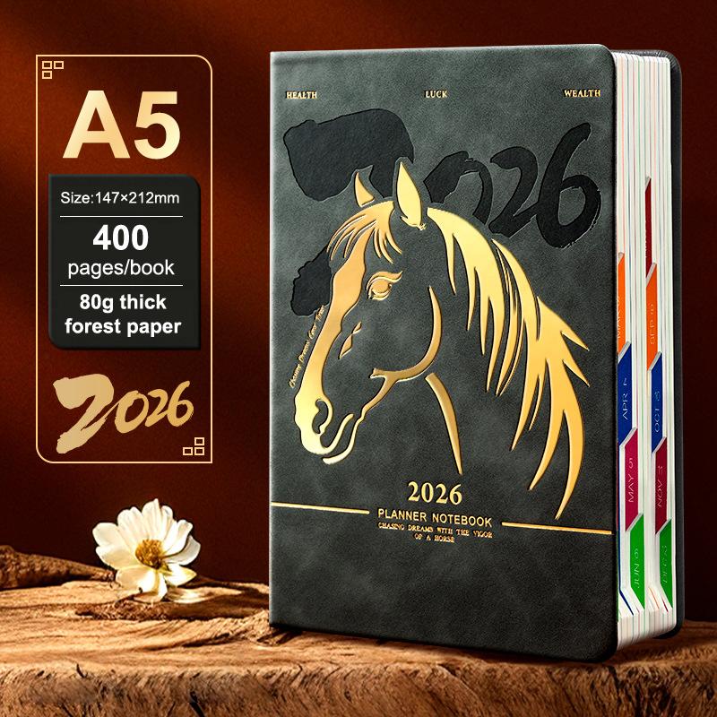 

2026 Рік Коня А5 Планувальник Блокнот Портативний Місячний Календар Щоденник Розклад Офісне Шкільне Приладдя Студентське Канцприладдя A5