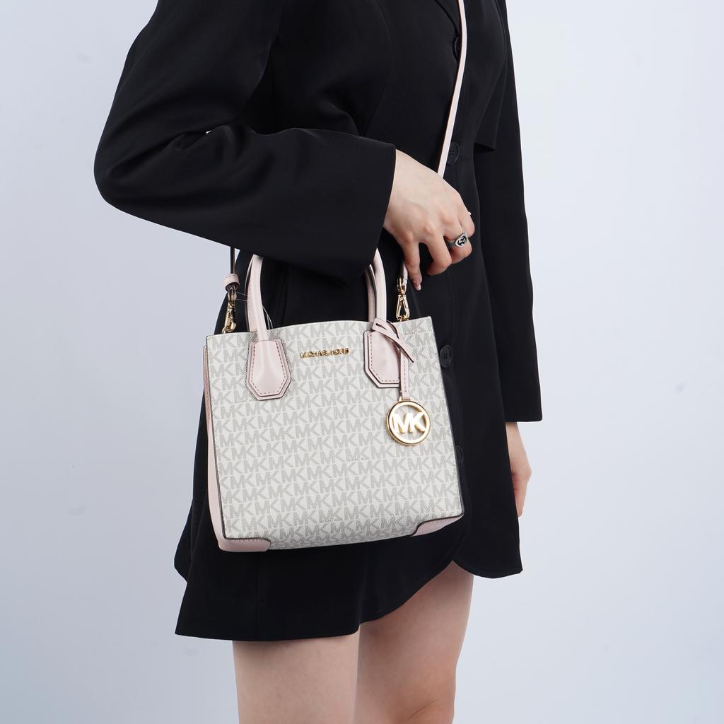 New MICHAEL KORS Mercer Leather Trunk Bag, Shoulder Bag, Crossbody Bag, Handbag Medium Size Women's Cherry Blossom Pink 35S1GM9M2B-POWDER-BLUSH