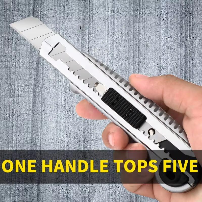 16 In 1 Utility Knife with 15 Blades Retractable Wallpaper Knife Industrial Grade Durable Knife Holder Plastic PP Paper Cutter