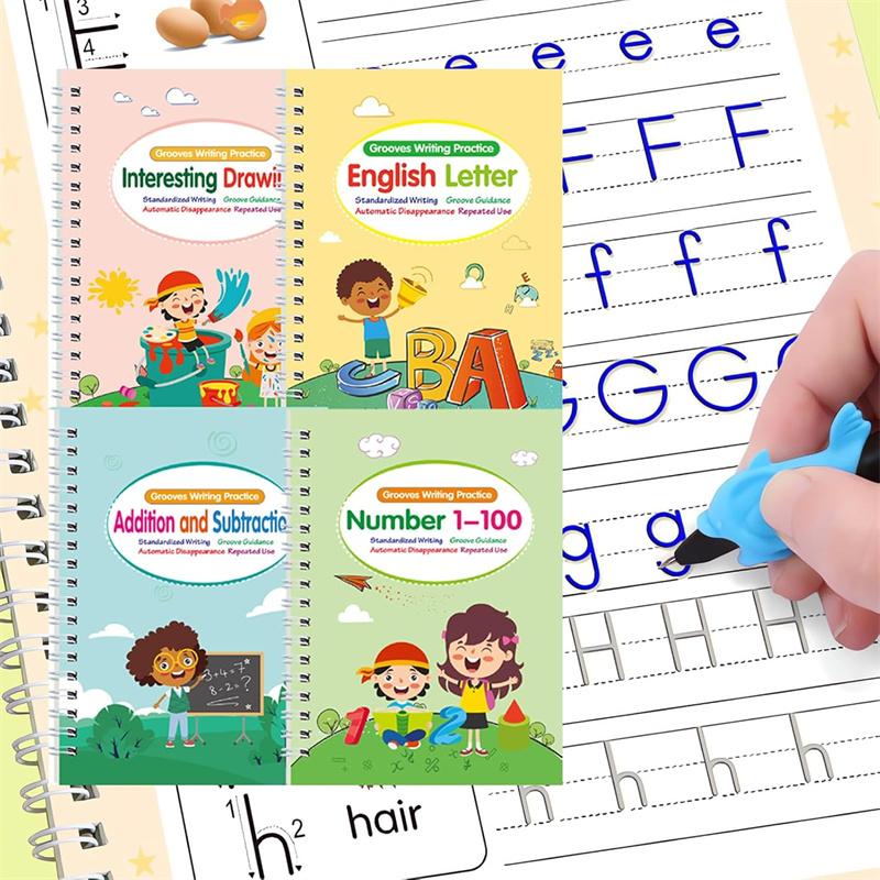 Grooves Writing Practice For Children Handwriting Practice Copybook Set,Reusable Practice Book For Preschool Age 3-5