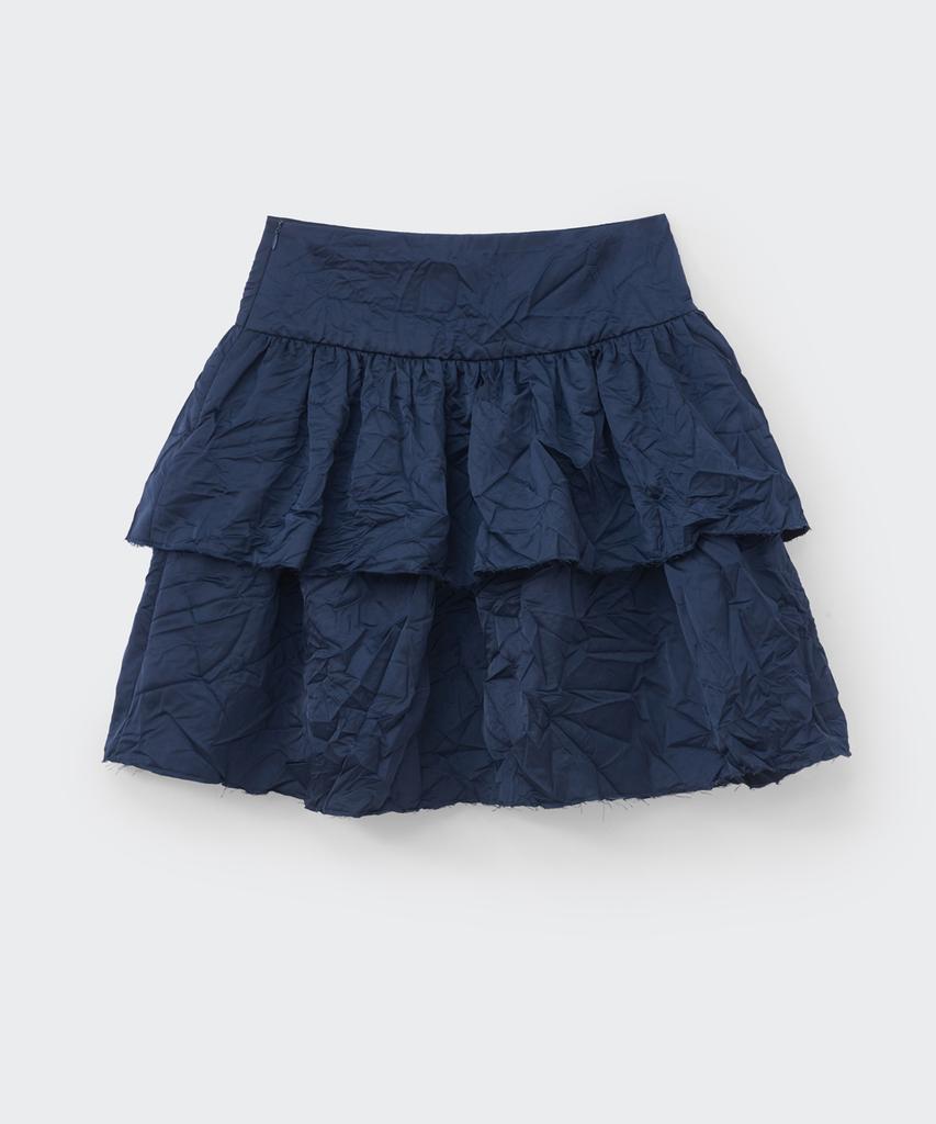 Koseumoseu Wrinkled Tiered Skirt (Navy)