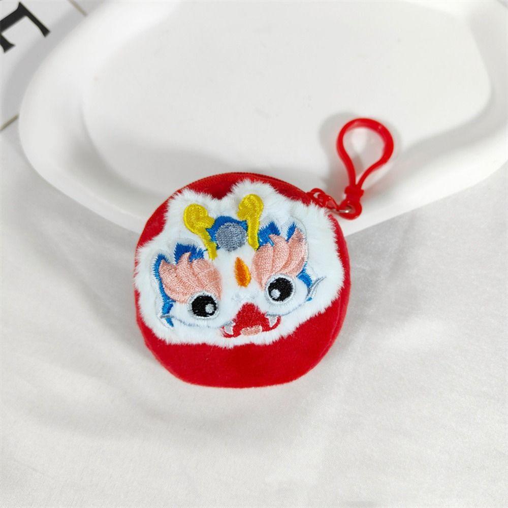 Red Color Dragon Lion Plush Coin Purse Rabbit Cartoon Lion Storage Bag  Outdoor