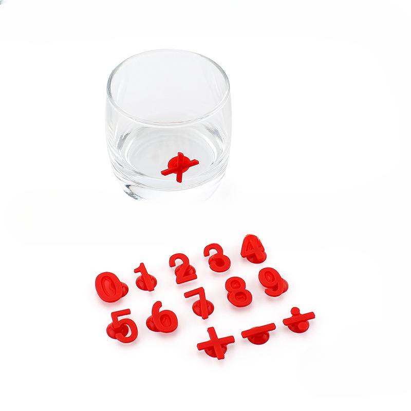 Glow-in-the-dark Silicone Wine Glass Label Suction Cups Digital Wine Label Wine Glasses Distinguish Pasted Bar Hotel Night Scene