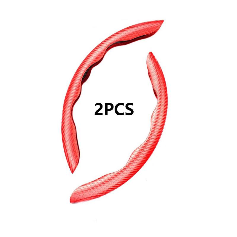 2Pcs Car Steering Wheel Covers Booster Micro Fiber Leather Auto Interior Decorative Accessories Glossy Carbon Fiber Looking