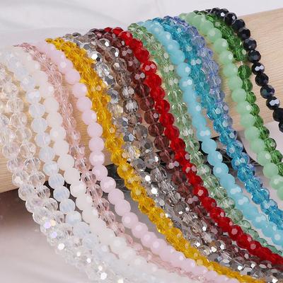 4mm Faceted Round Glass Beads, Handmade Crystal-Plated, Colored DIY Accessories