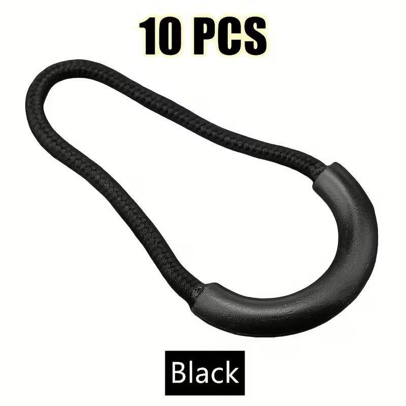 10Pcs TPU Zipper Pull Cord Mix Color Zipper Head Pull Puller End Fit Rope Tag Fixer Zip Cord for Garment Bags Accessory чёрный